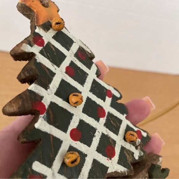 Rustic Wood Christmas Ornaments Set Of 3 Snowman Santa and Tree Primitive Decor - Picture 4 of 8